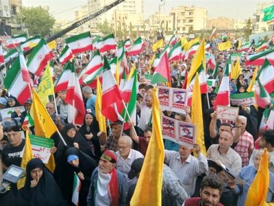 اجتماع بزرگ مردم تهران در حمایت از نیروهای مسلح در جنگ با اسرائیل